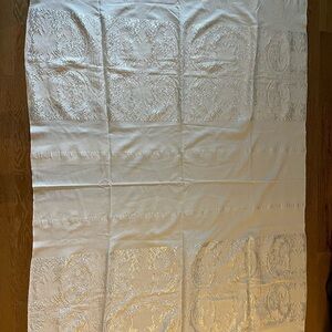 Elegant White Embroidered Tablecloth
